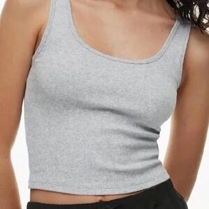 Artizia TNA 100% Cotton Cropped Tank Top Gray